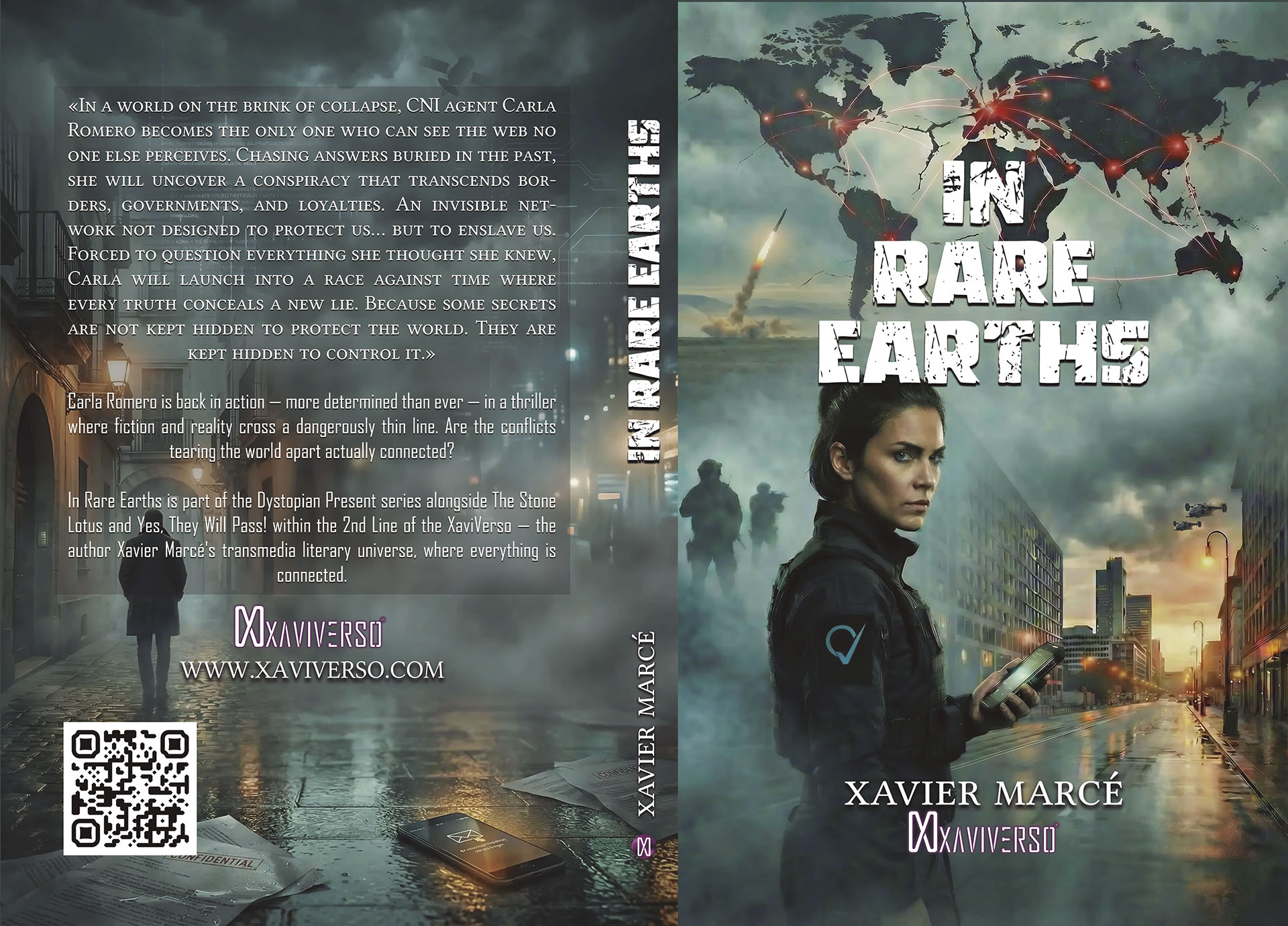 Cover design for In Rare Earths, a thriller book by Xavier Marce, part of Dystopian Present book series.
